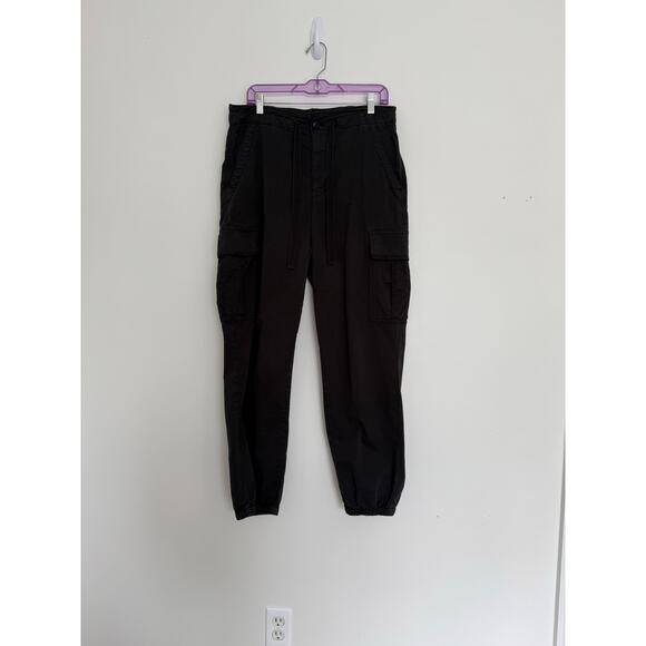 American Eagle Stretch Black Cotton Womens Size 14 Cargo Joggers Drawstring - Picture 7 of 16